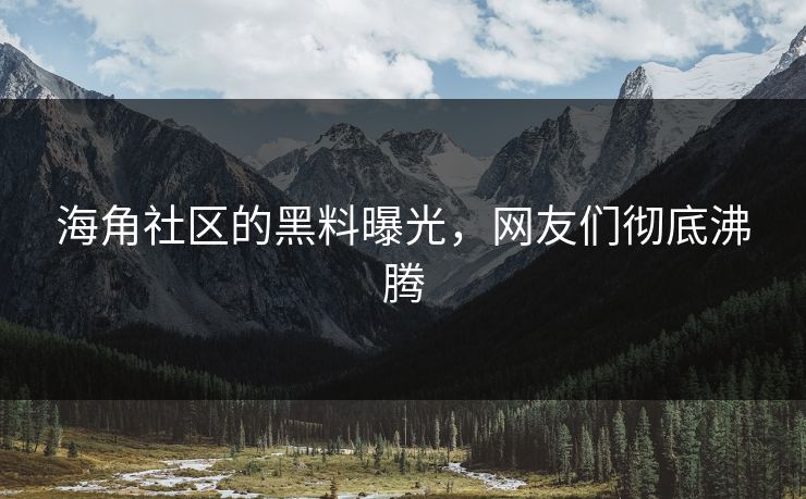海角社区的黑料曝光，网友们彻底沸腾
