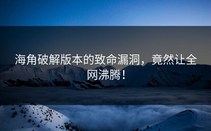 海角破解版本的致命漏洞，竟然让全网沸腾！