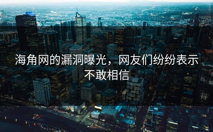 海角网的漏洞曝光，网友们纷纷表示不敢相信