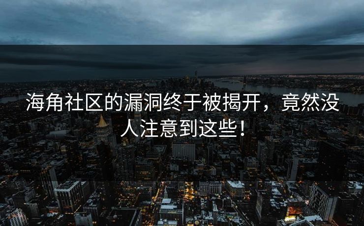 海角社区的漏洞终于被揭开，竟然没人注意到这些！