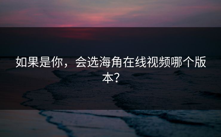 如果是你，会选海角在线视频哪个版本？
