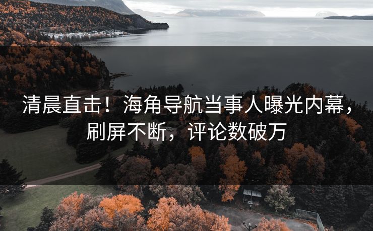 清晨直击！海角导航当事人曝光内幕，刷屏不断，评论数破万