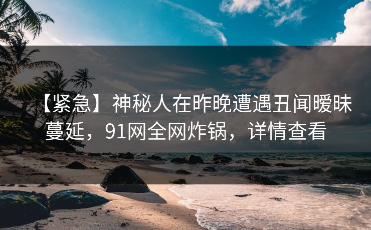 【紧急】神秘人在昨晚遭遇丑闻暧昧蔓延，91网全网炸锅，详情查看