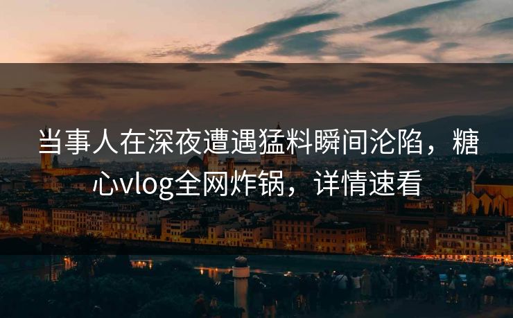 当事人在深夜遭遇猛料瞬间沦陷，糖心vlog全网炸锅，详情速看