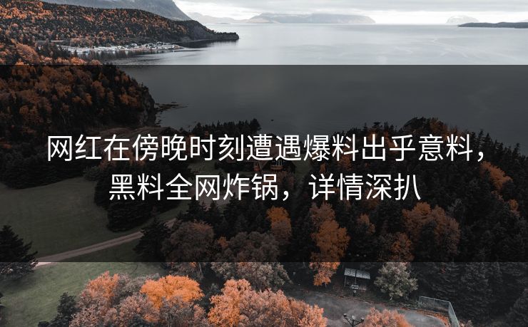 网红在傍晚时刻遭遇爆料出乎意料，黑料全网炸锅，详情深扒