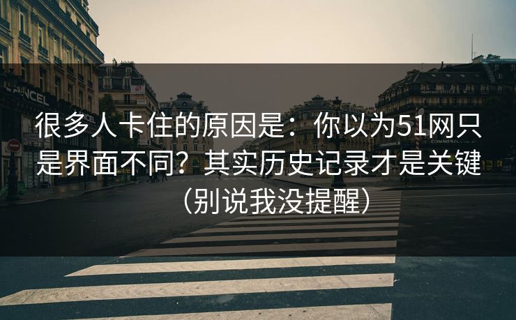 很多人卡住的原因是：你以为51网只是界面不同？其实历史记录才是关键（别说我没提醒）